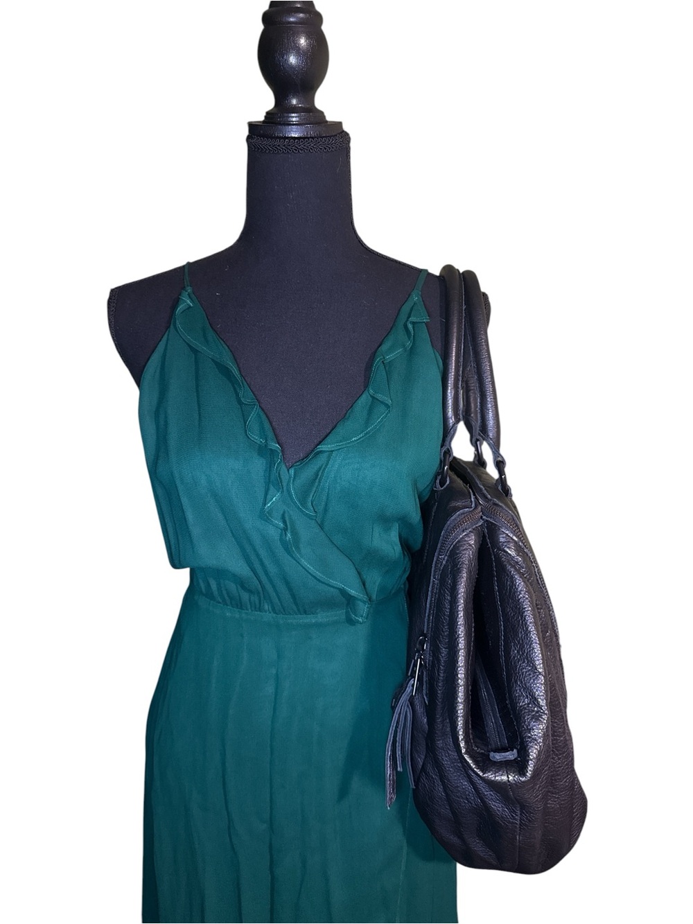Liebeskind Black Leather Tote with Rust Suede Trim and Gold-Accent Lining - Picture 4 of 9